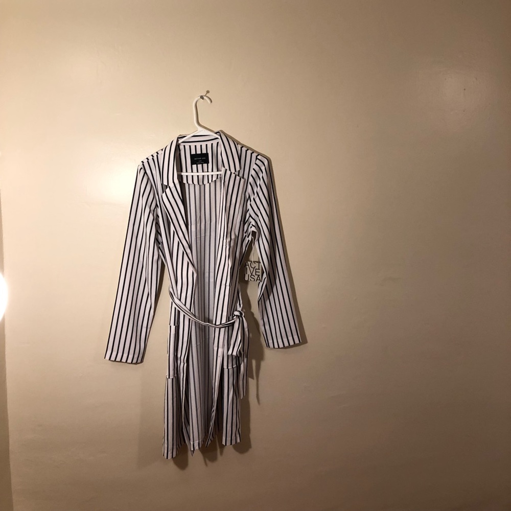 White Stripe Button Up Blazer